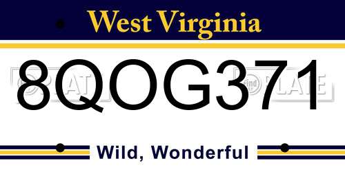 8QOG371 West Virginia License Plate