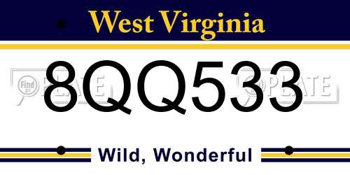 8QQ533 West Virginia License Plate