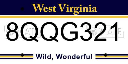 8QQG321 West Virginia License Plate
