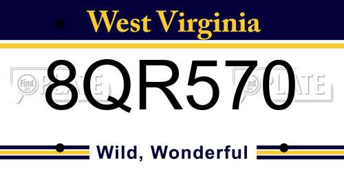 8QR570 West Virginia License Plate