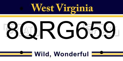 8QRG659 West Virginia License Plate