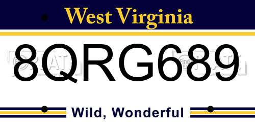 8QRG689 West Virginia License Plate