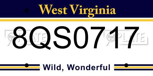 8QS0717 West Virginia License Plate