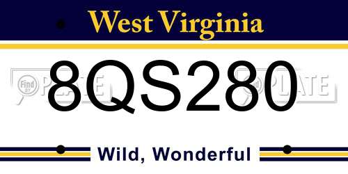 8QS280 West Virginia License Plate