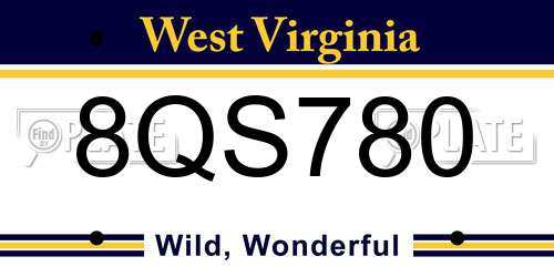 8QS780 West Virginia License Plate