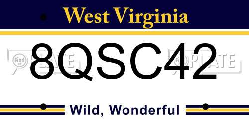8QSC42 West Virginia License Plate