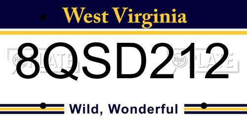 8QSD212 West Virginia License Plate