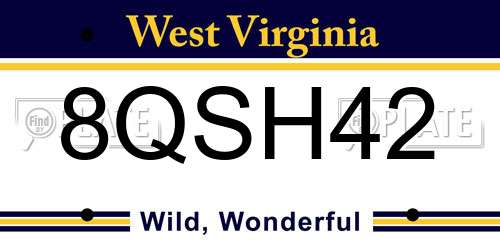 8QSH42 West Virginia License Plate