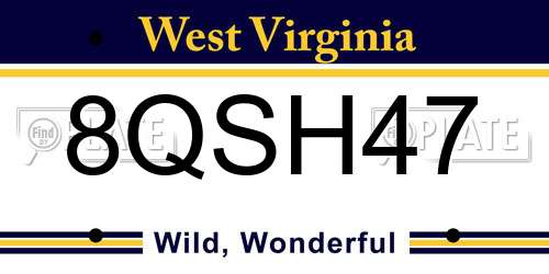 8QSH47 West Virginia License Plate