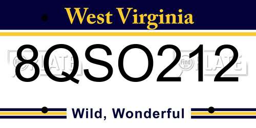 8QSO212 West Virginia License Plate