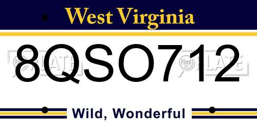 8QSO712 West Virginia License Plate