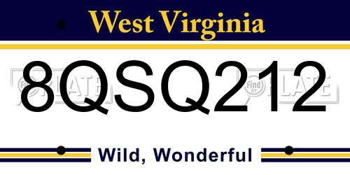 8QSQ212 West Virginia License Plate