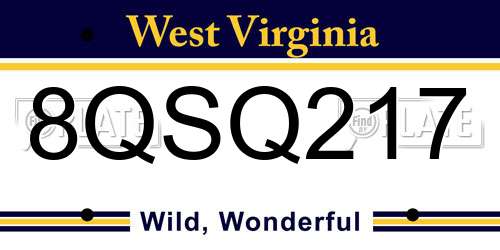 8QSQ217 West Virginia License Plate