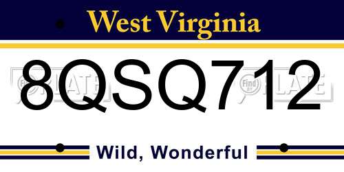 8QSQ712 West Virginia License Plate