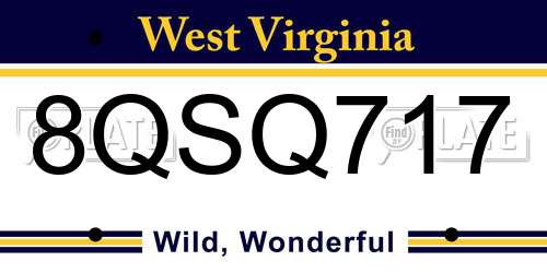 8QSQ717 West Virginia License Plate