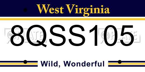 8QSS105 West Virginia License Plate
