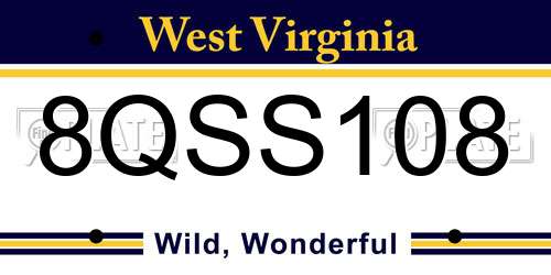 8QSS108 West Virginia License Plate