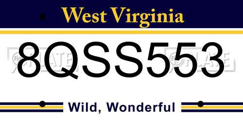 8QSS553 West Virginia License Plate