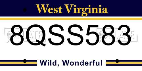 8QSS583 West Virginia License Plate