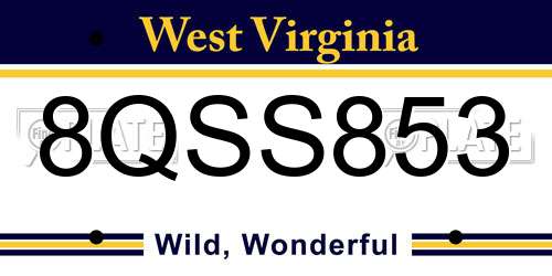 8QSS853 West Virginia License Plate