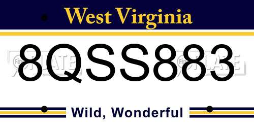 8QSS883 West Virginia License Plate