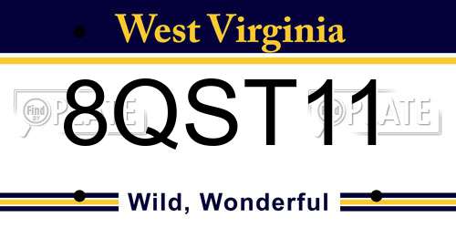 8QST11 West Virginia License Plate