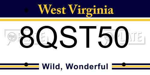 8QST50 West Virginia License Plate