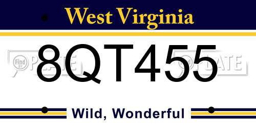 8QT455 West Virginia License Plate