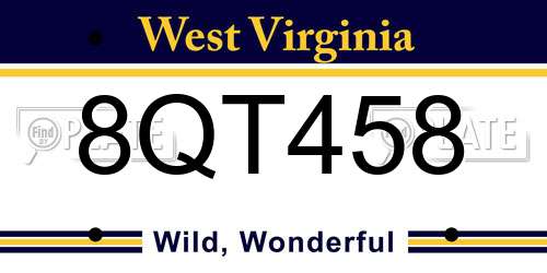8QT458 West Virginia License Plate