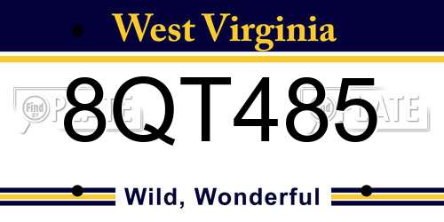 8QT485 West Virginia License Plate