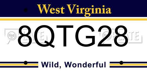 8QTG28 West Virginia License Plate