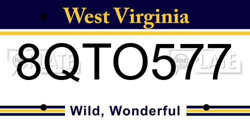 8QTO577 West Virginia License Plate