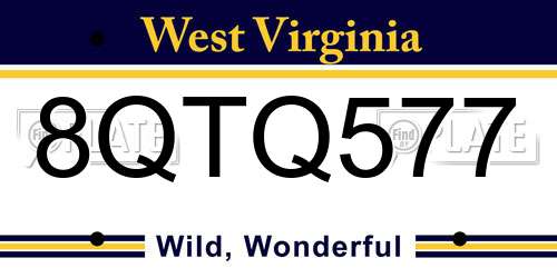 8QTQ577 West Virginia License Plate