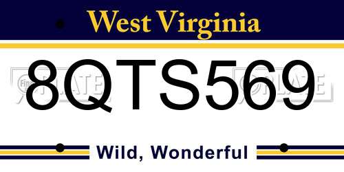 8QTS569 West Virginia License Plate