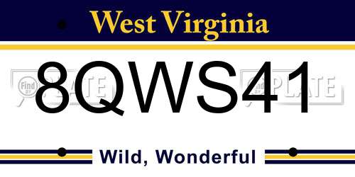 8QWS41 West Virginia License Plate