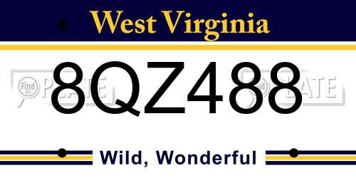 8QZ488 West Virginia License Plate