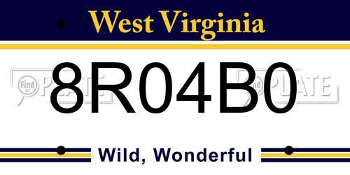 8R04B0 West Virginia License Plate
