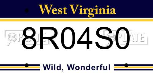 8R04S0 West Virginia License Plate
