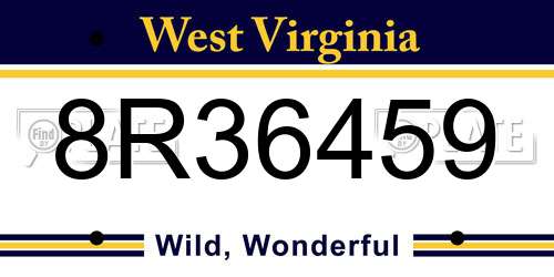 8R36459 West Virginia License Plate