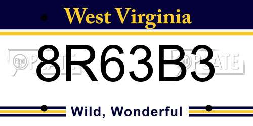 8R63B3 West Virginia License Plate