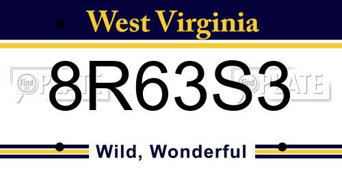 8R63S3 West Virginia License Plate