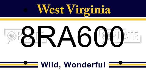 8RA600 West Virginia License Plate