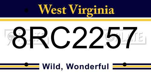 8RC2257 West Virginia License Plate