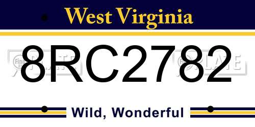 8RC2782 West Virginia License Plate
