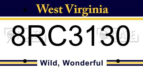 8RC3130 West Virginia License Plate