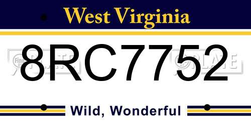 8RC7752 West Virginia License Plate