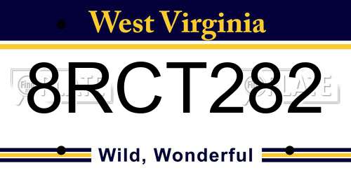 8RCT282 West Virginia License Plate