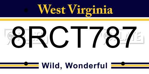 8RCT787 West Virginia License Plate