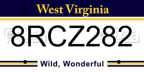 8RCZ282 West Virginia License Plate