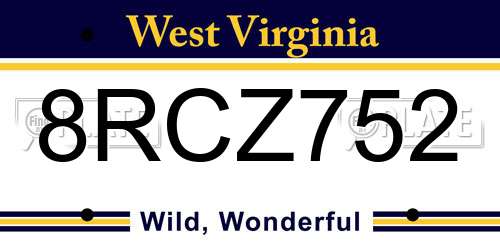 8RCZ752 West Virginia License Plate